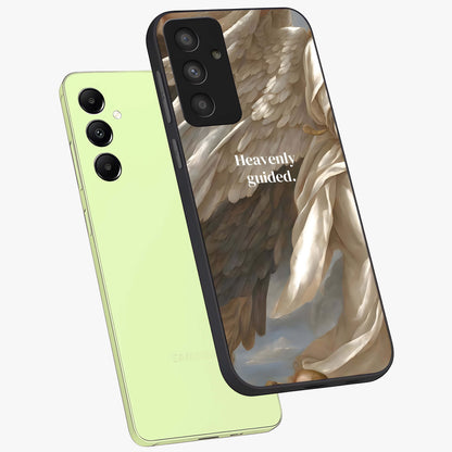 Divine Winged Grace Glass Case displayed in angled mockup highlighting graceful wing design with divine aesthetic style.