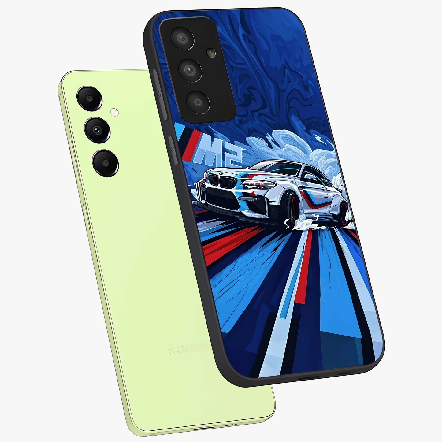 Drift Power Rush Glass Case displayed in angled mockup highlighting powerful drift car design with sporty aesthetic style.
