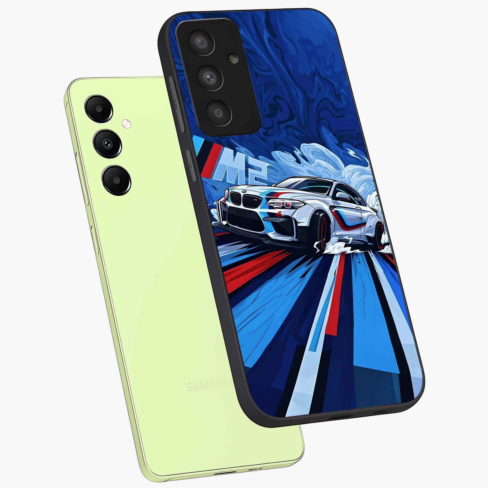 Drift Power Rush Glass Case displayed in angled mockup highlighting powerful drift car design with sporty aesthetic style.