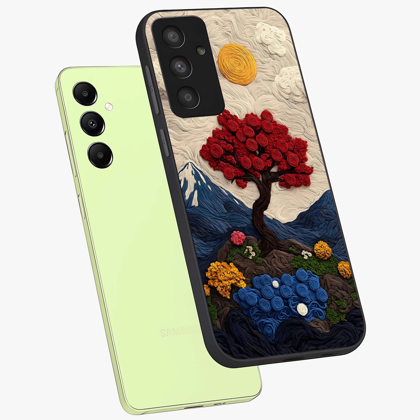 Eternal Nature Tapestry Glass Case displayed in angled mockup highlighting detailed botanical pattern with artistic aesthetic.