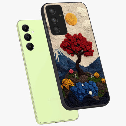 Eternal Nature Tapestry Glass Case displayed in angled mockup highlighting detailed botanical pattern with artistic aesthetic.