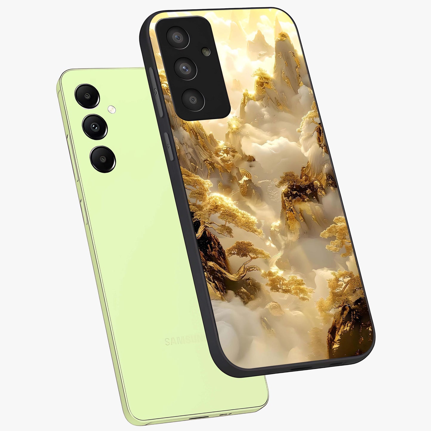 Gates Of Illumination Glass Case displayed in angled mockup highlighting radiant portal inspired design with fantasy aesthetic.