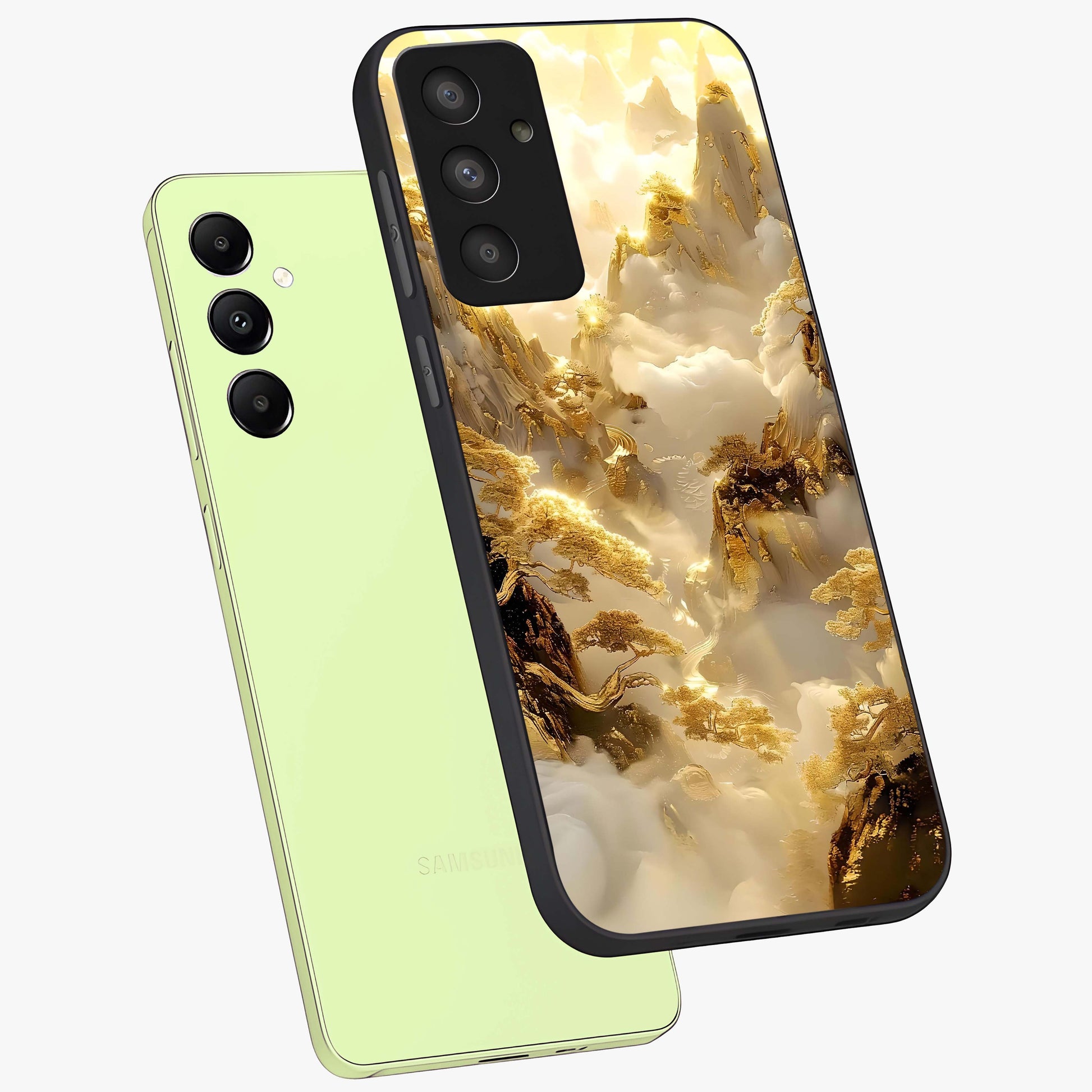 Gates Of Illumination Glass Case displayed in angled mockup highlighting radiant portal inspired design with fantasy aesthetic.
