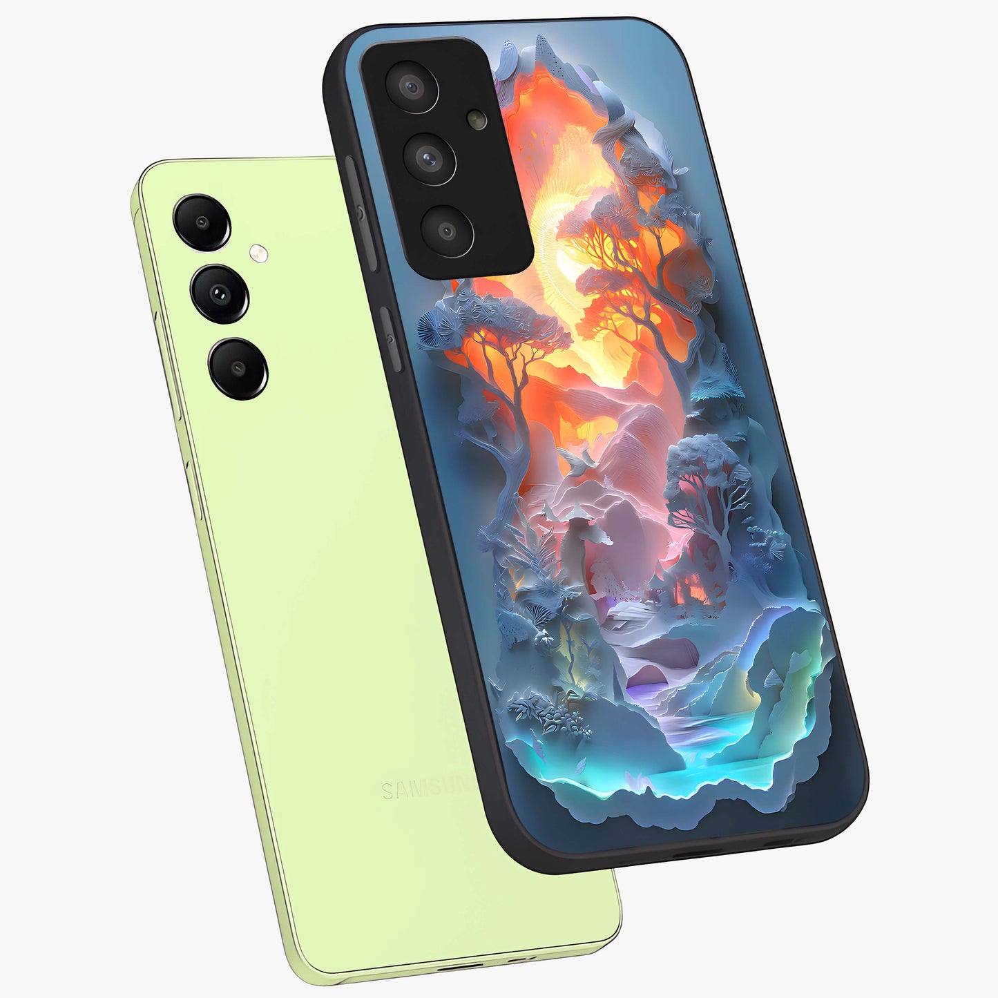 Glow Forest Portal Glass Case displayed in angled mockup highlighting mystical forest design with magical glowing aesthetic.