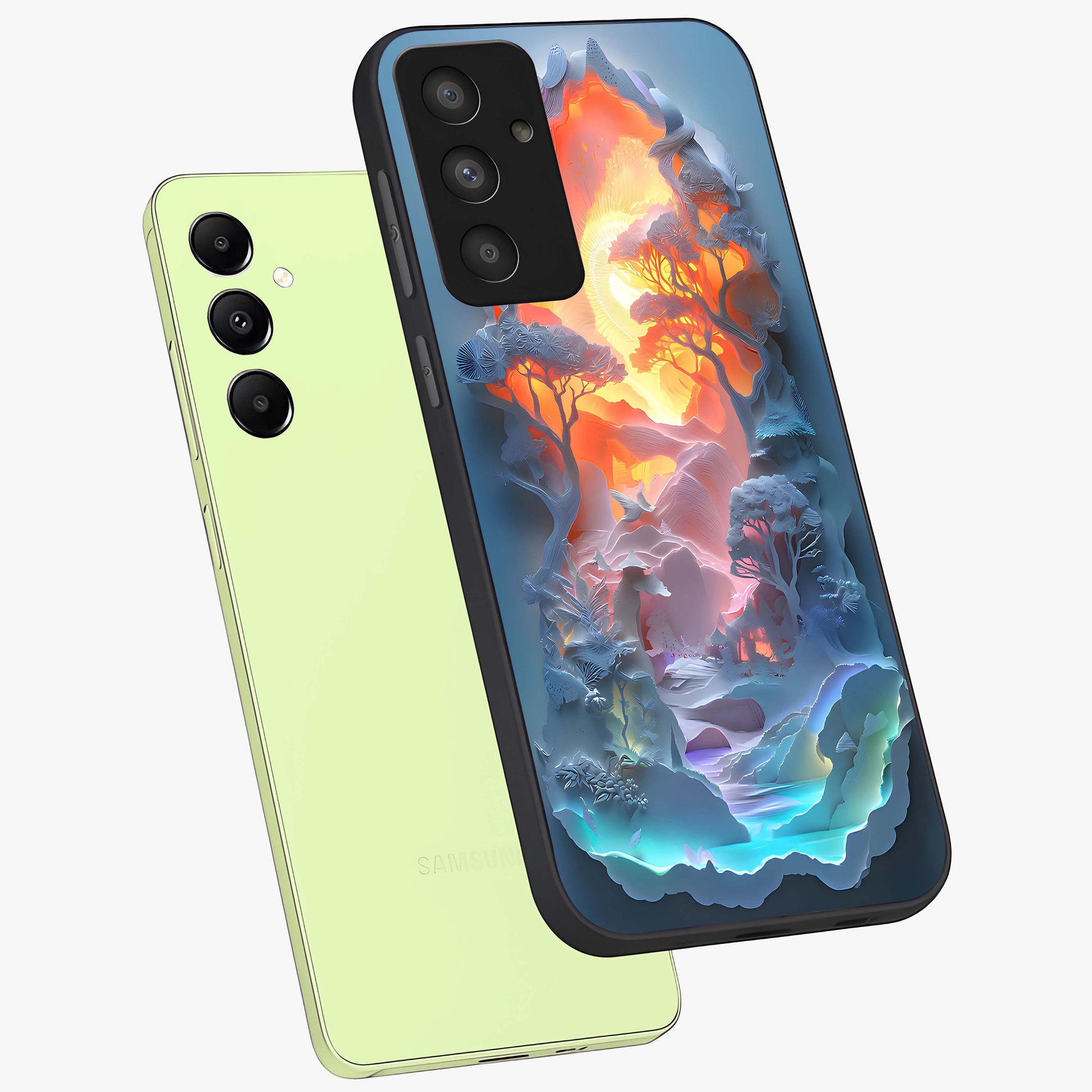 Glow Forest Portal Glass Case displayed in angled mockup highlighting mystical forest design with magical glowing aesthetic.