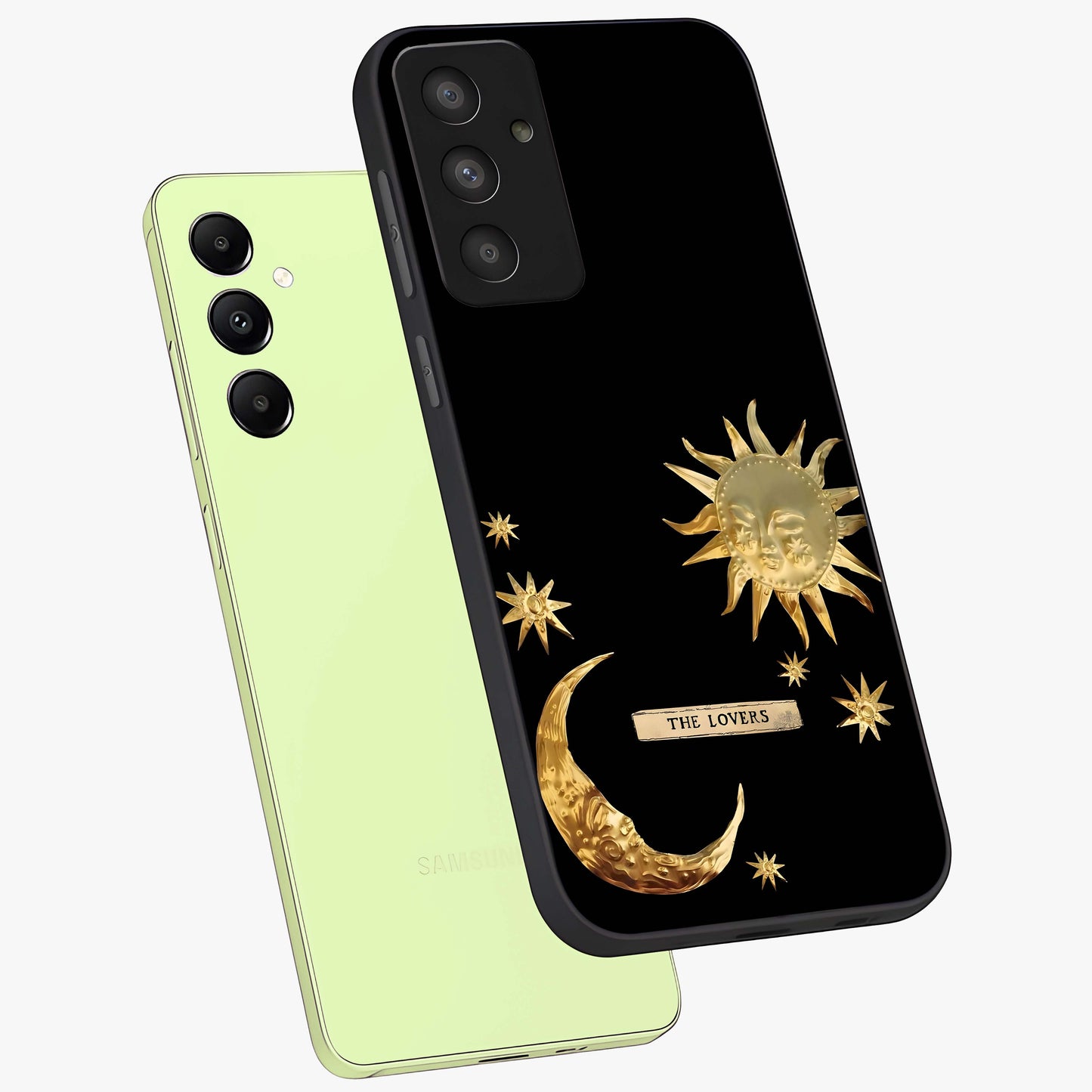 Gold Sun Blush Glass Case displayed in angled mockup highlighting radiant sun design with warm golden aesthetic.