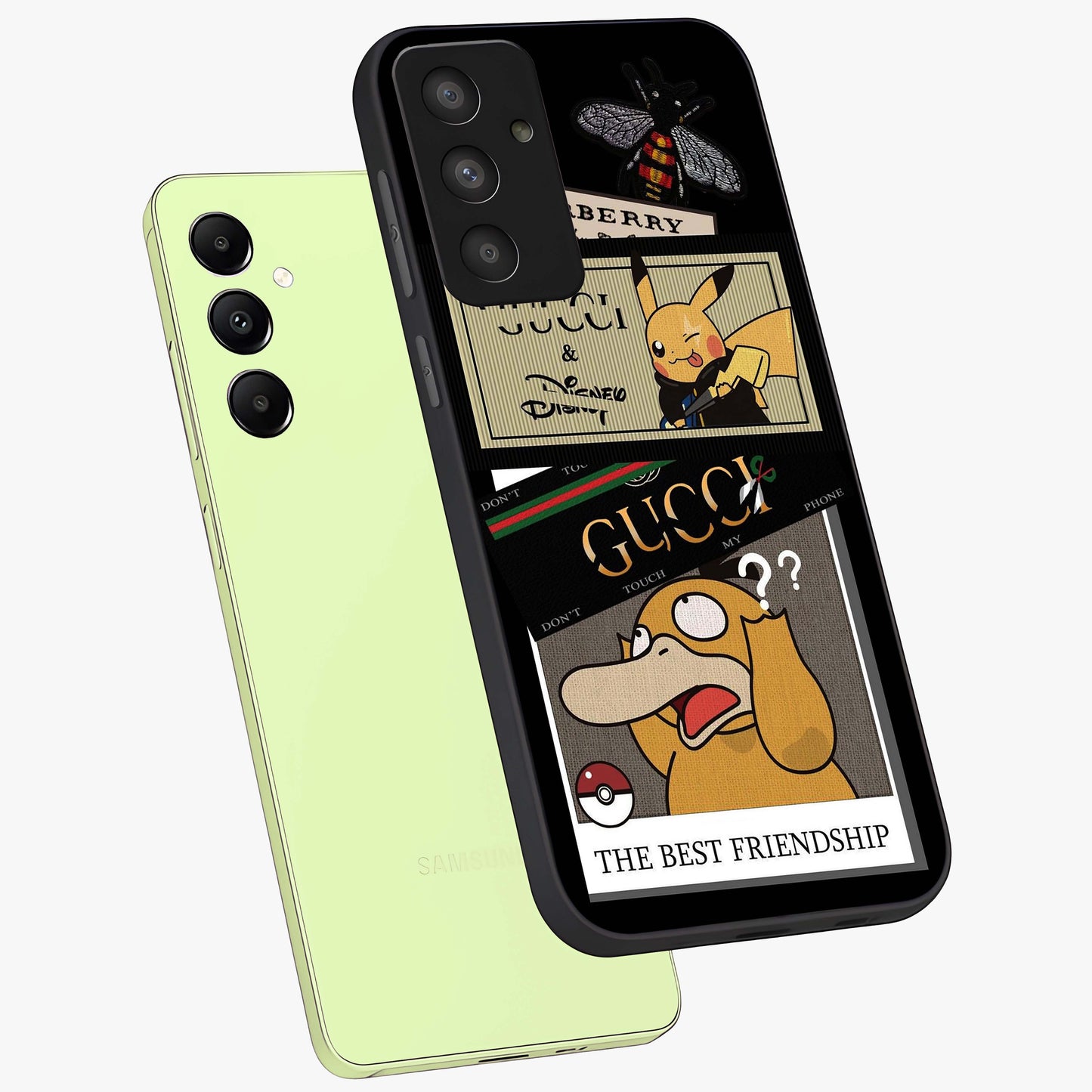 Gucci Play Mashup Glass Case displayed in angled mockup highlighting stylish fashion mashup design with bold aesthetic.