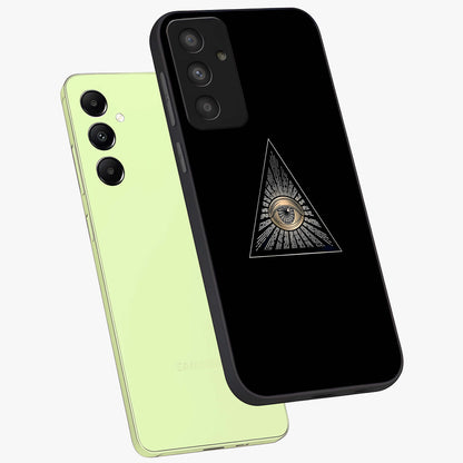 Illuminati Evil Glass Case displayed in angled mockup highlighting dark occult inspired design with bold aesthetic style.