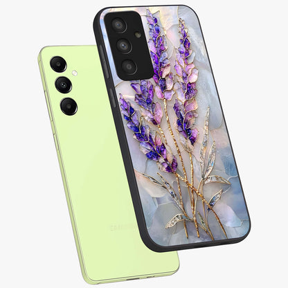 Lavender Dream Glow Glass Case displayed in angled mockup highlighting dreamy purple glow design with soft artistic style.