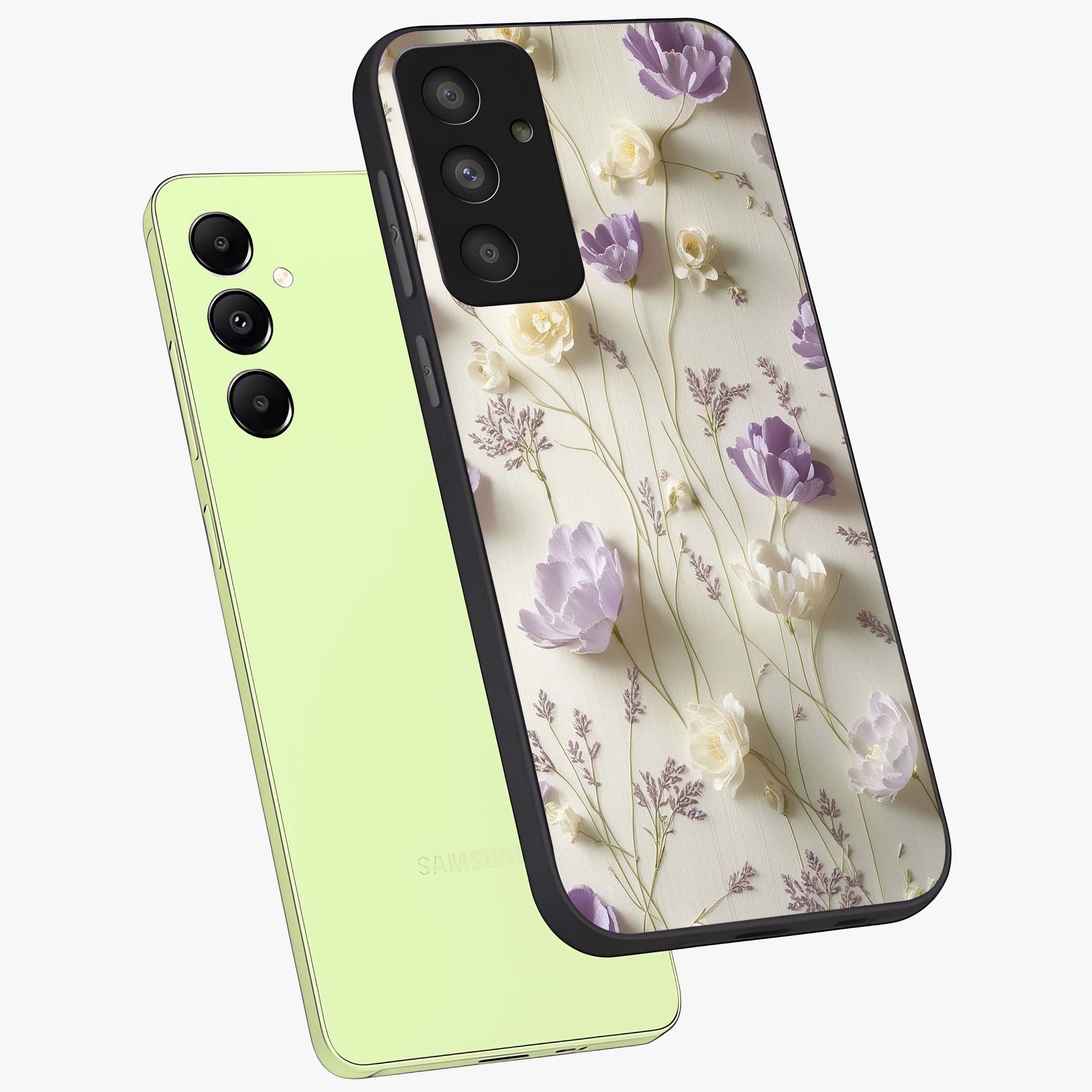 Lilac Breeze Harmony Glass Case displayed in angled mockup highlighting calm lilac breeze design with soothing aesthetic style.