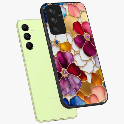 Marble Flower Pattern Glass Case displayed in angled mockup highlighting elegant marble floral design with modern aesthetic.