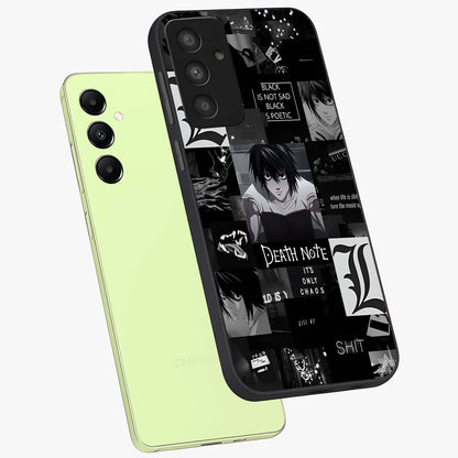 Midnight Chaos Mind Glass Case displayed in angled mockup highlighting chaotic artistic design with dramatic midnight aesthetic.