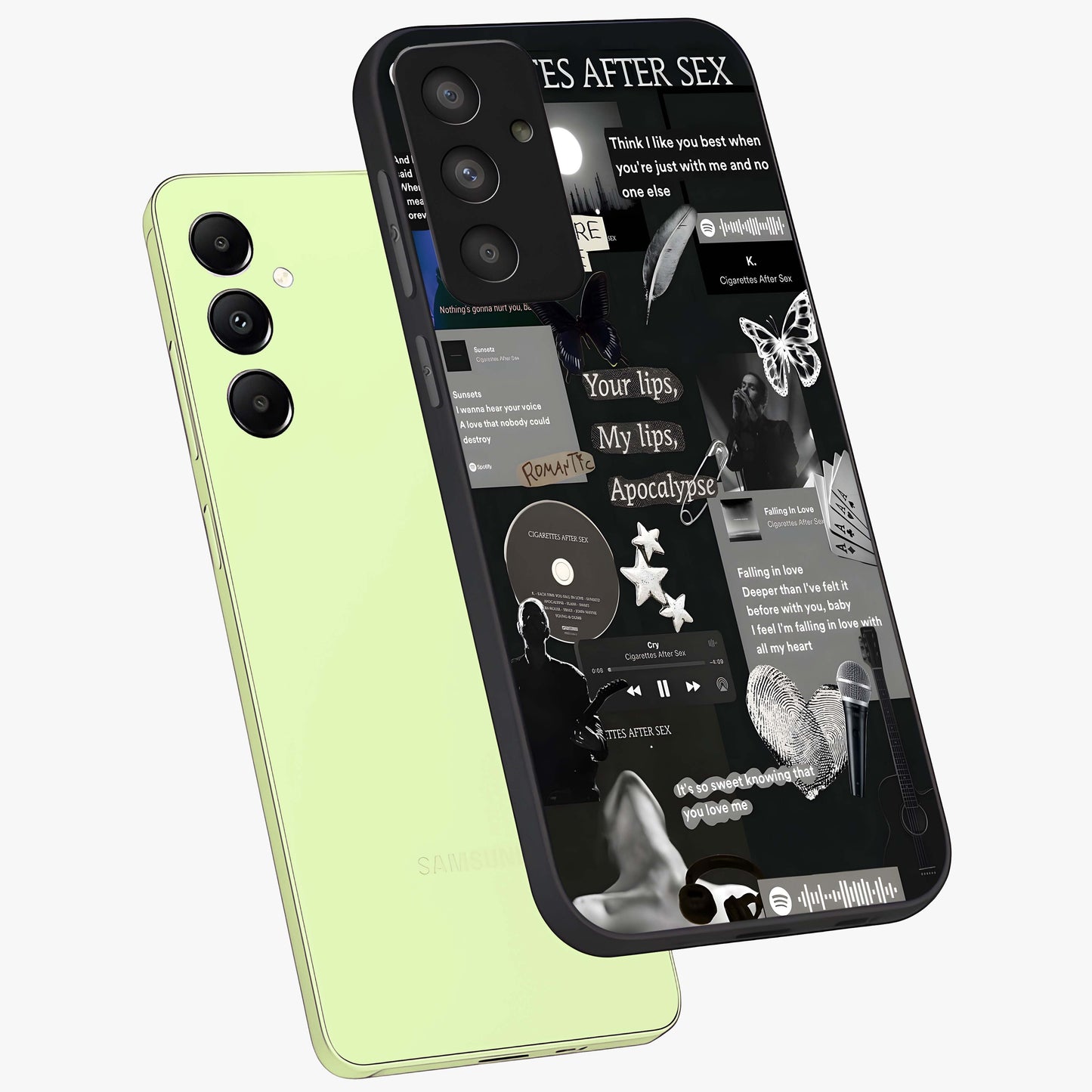 Midnight Love Echo Glass Case displayed in angled mockup highlighting elegant love inspired design with deep aesthetic style.