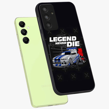 Midnight Racing Legacy Glass Case displayed in angled mockup highlighting dynamic automotive design with bold midnight aesthetic.