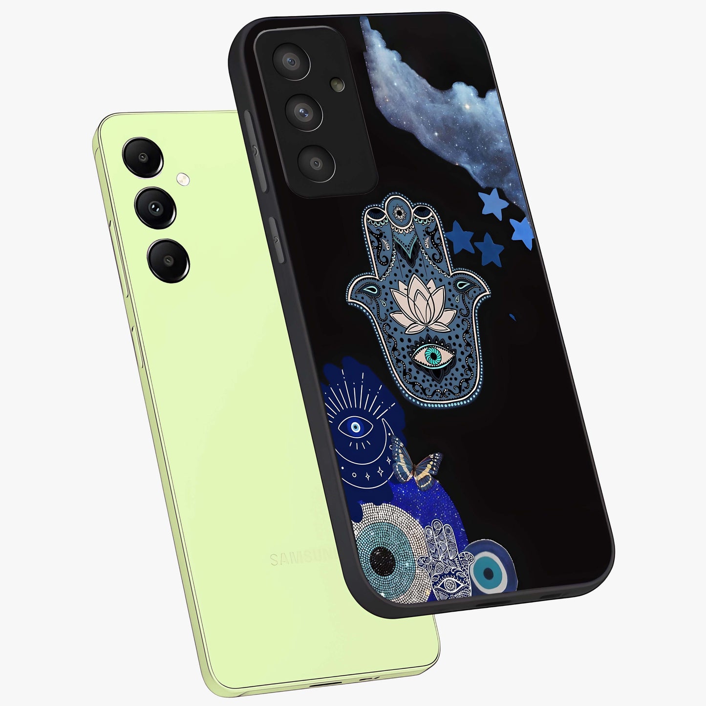 Mystic Hand Aura Glass Case displayed in angled mockup highlighting magical aura design with spiritual aesthetic style.