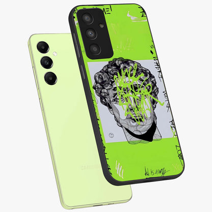 Neo Graffiti Rebellion Glass Case displayed in angled mockup highlighting urban street art design with rebellious aesthetic.