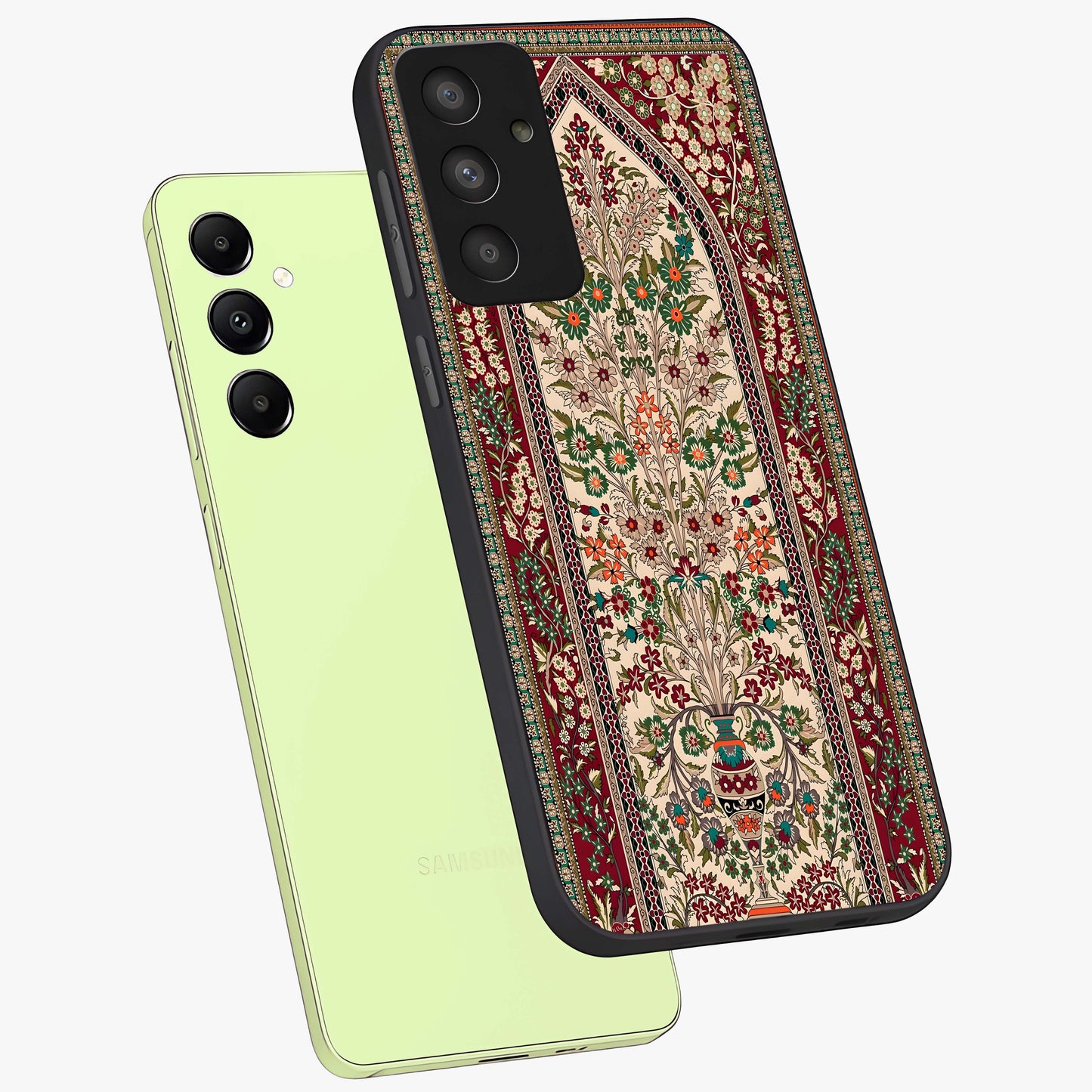 Persian Inspired Glass Case displayed in angled mockup highlighting intricate traditional design with elegant cultural aesthetic.