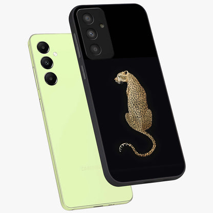 Regal Leopard Glass Case displayed in angled mockup highlighting powerful animal illustration with stylish wild aesthetic.