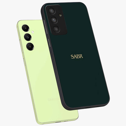 Sabr Minimal Patience Glass Case displayed in angled mockup highlighting simple inspirational design with clean aesthetic style.
