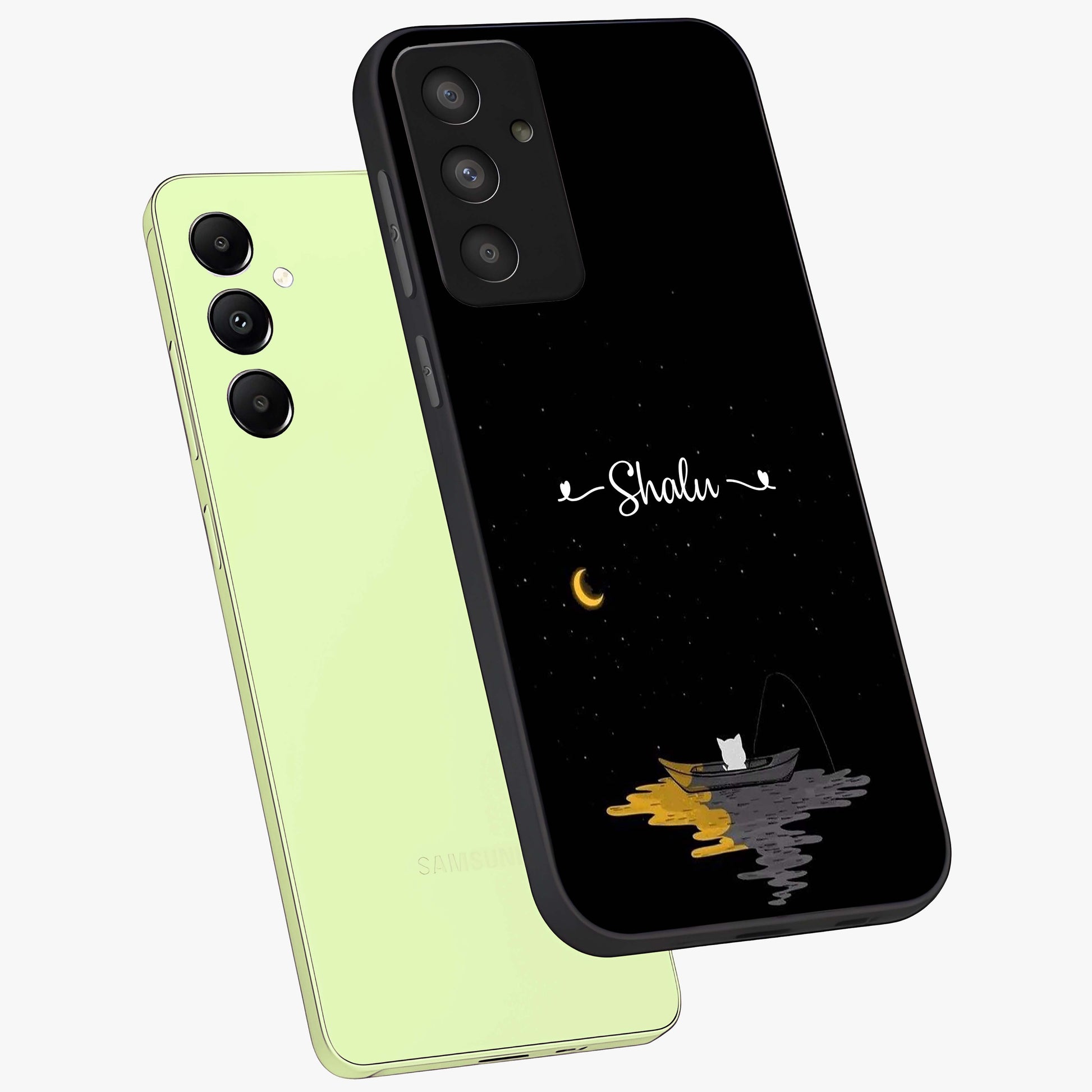 Silent Night Row Glass Case displayed in angled mockup highlighting peaceful evening design with dreamy night aesthetic.