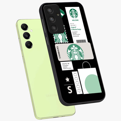 Starbucks Mocha Glass Case displayed in angled mockup highlighting stylish mocha themed design with cozy café aesthetic.