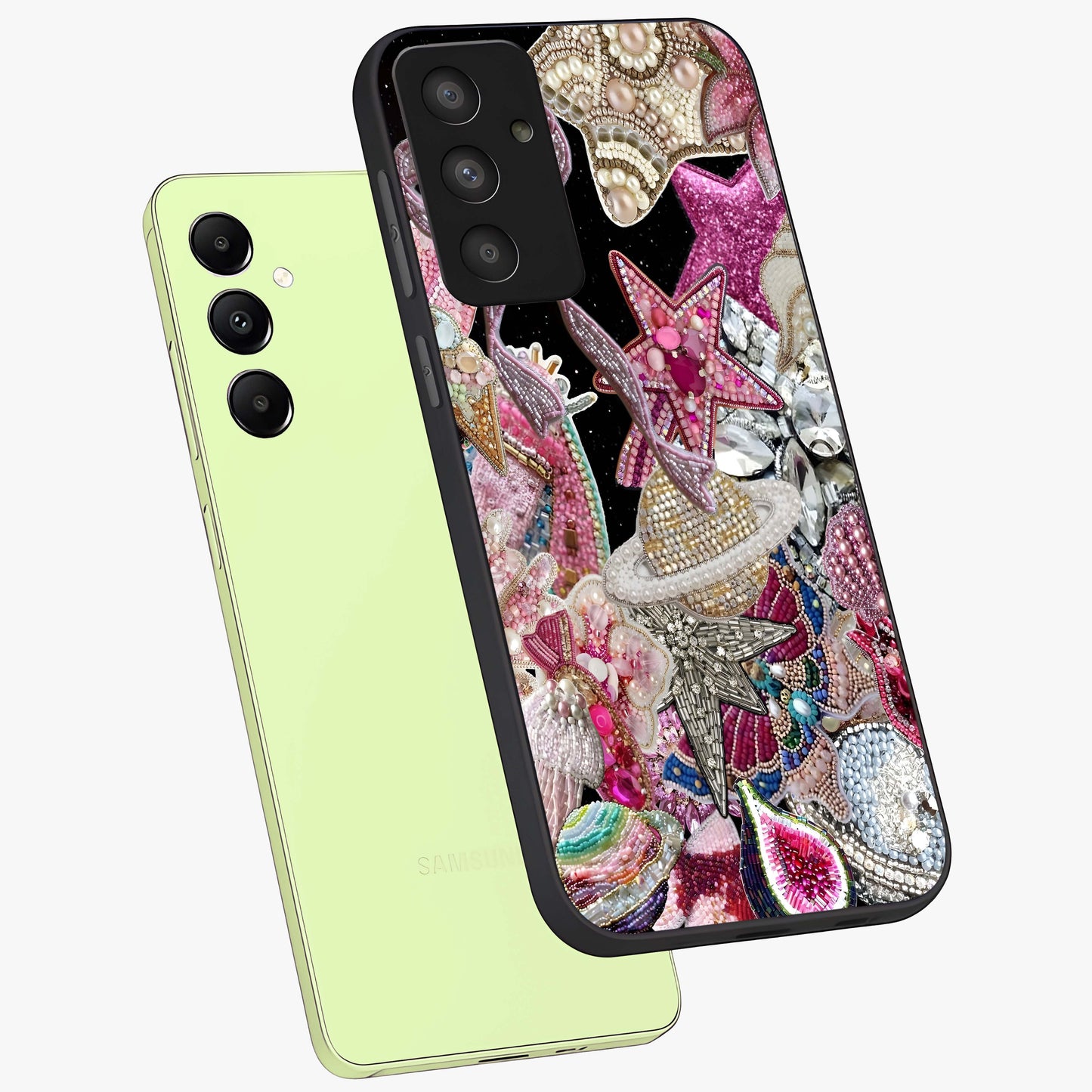 Starlit Jewel Dream Glass Case displayed in angled mockup highlighting glowing celestial jewel design with dreamy aesthetic.