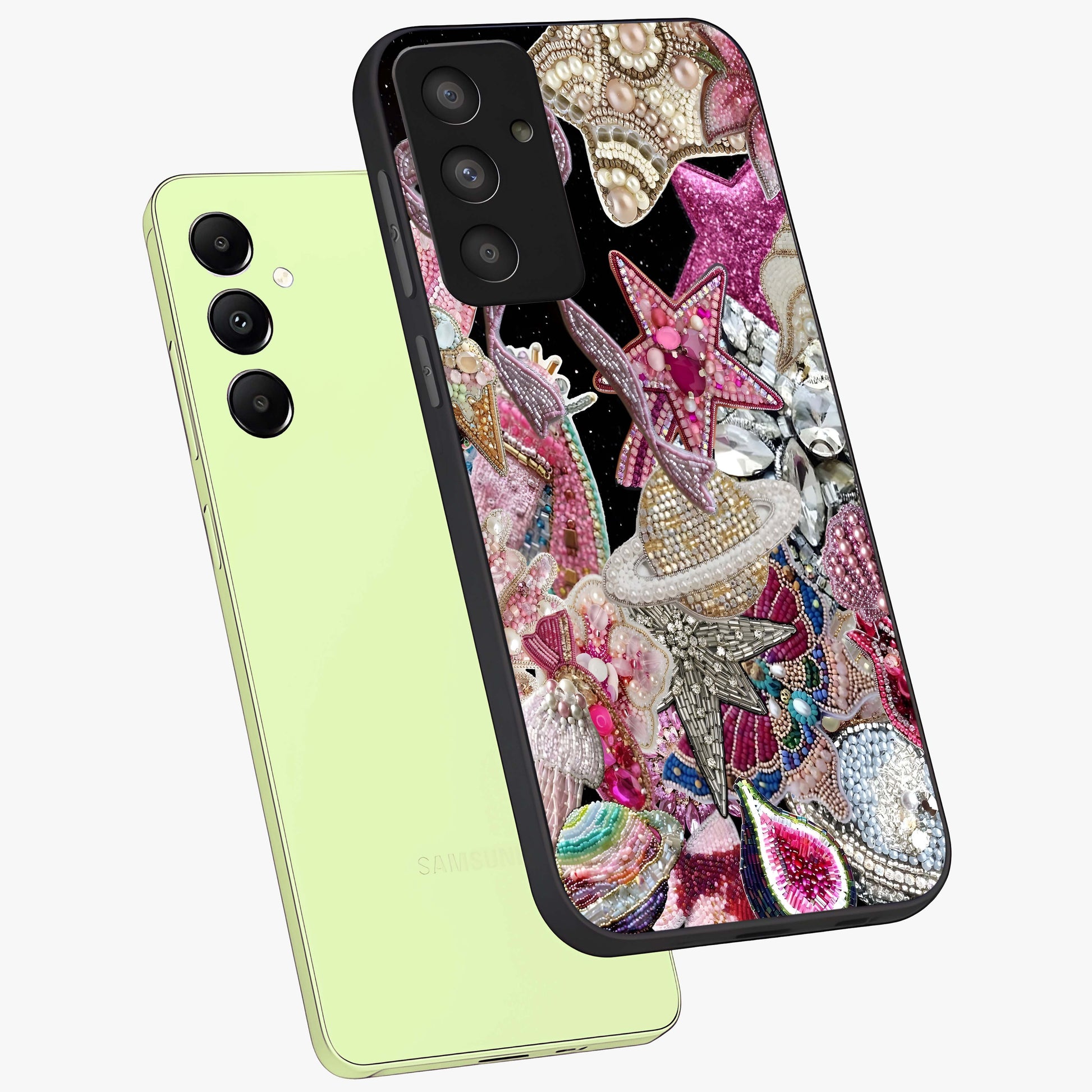 Starlit Jewel Dream Glass Case displayed in angled mockup highlighting glowing celestial jewel design with dreamy aesthetic.