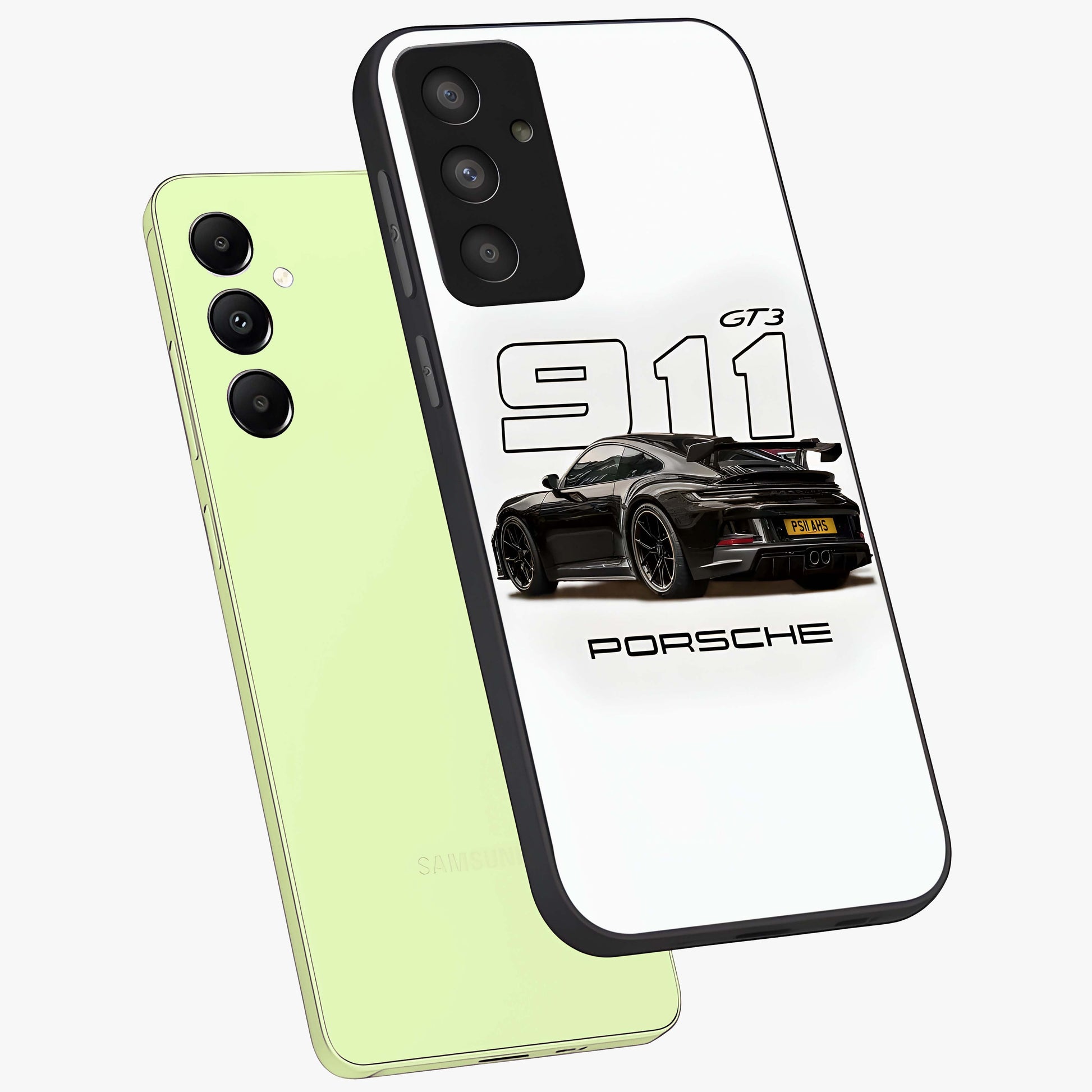 Turbo Legacy Icon Glass Case displayed in angled mockup highlighting dynamic automotive design with performance aesthetic.