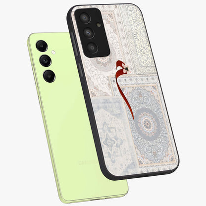 White Aesthetic Bow Glass Case displayed in angled mockup highlighting clean bow design with soft aesthetic style.
