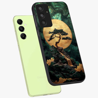 Zen Moon Rise Glass Case displayed in angled mockup highlighting peaceful lunar design with zen aesthetic style.