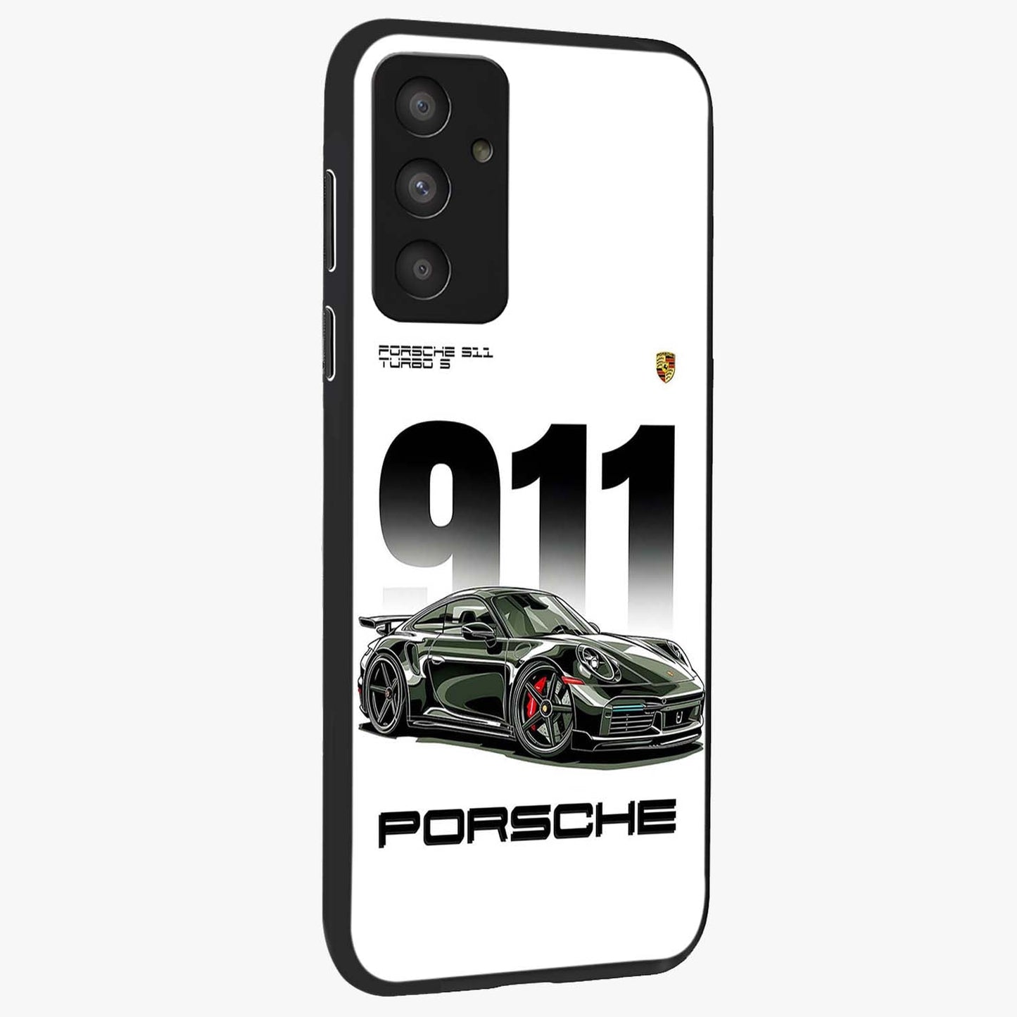 911 Turbo Dominance Glass Case upright perspective showcasing powerful racing design and modern automotive aesthetic.