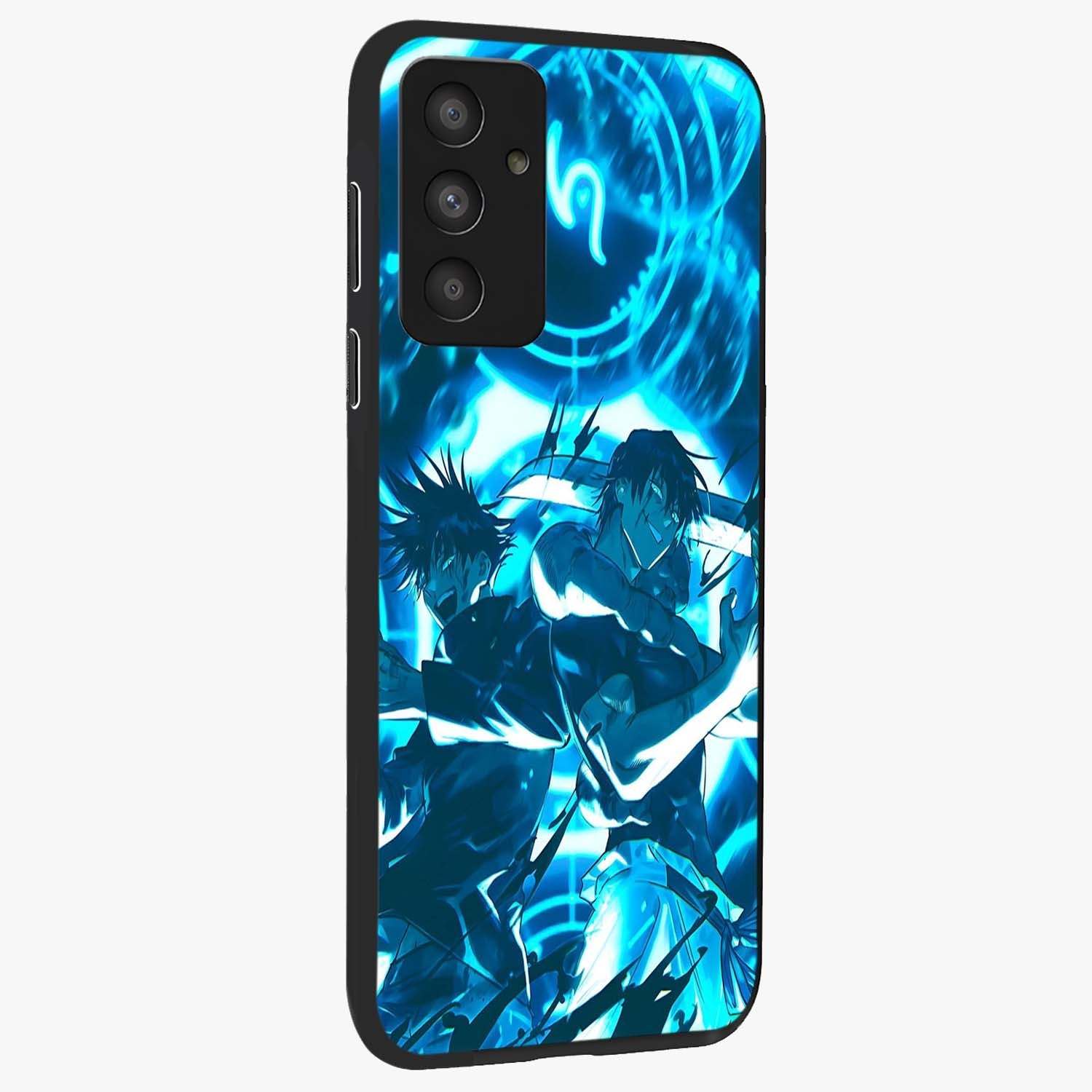 Cursed Energy Clash Glass Case upright view showcasing dramatic clash artwork with bold supernatural theme.