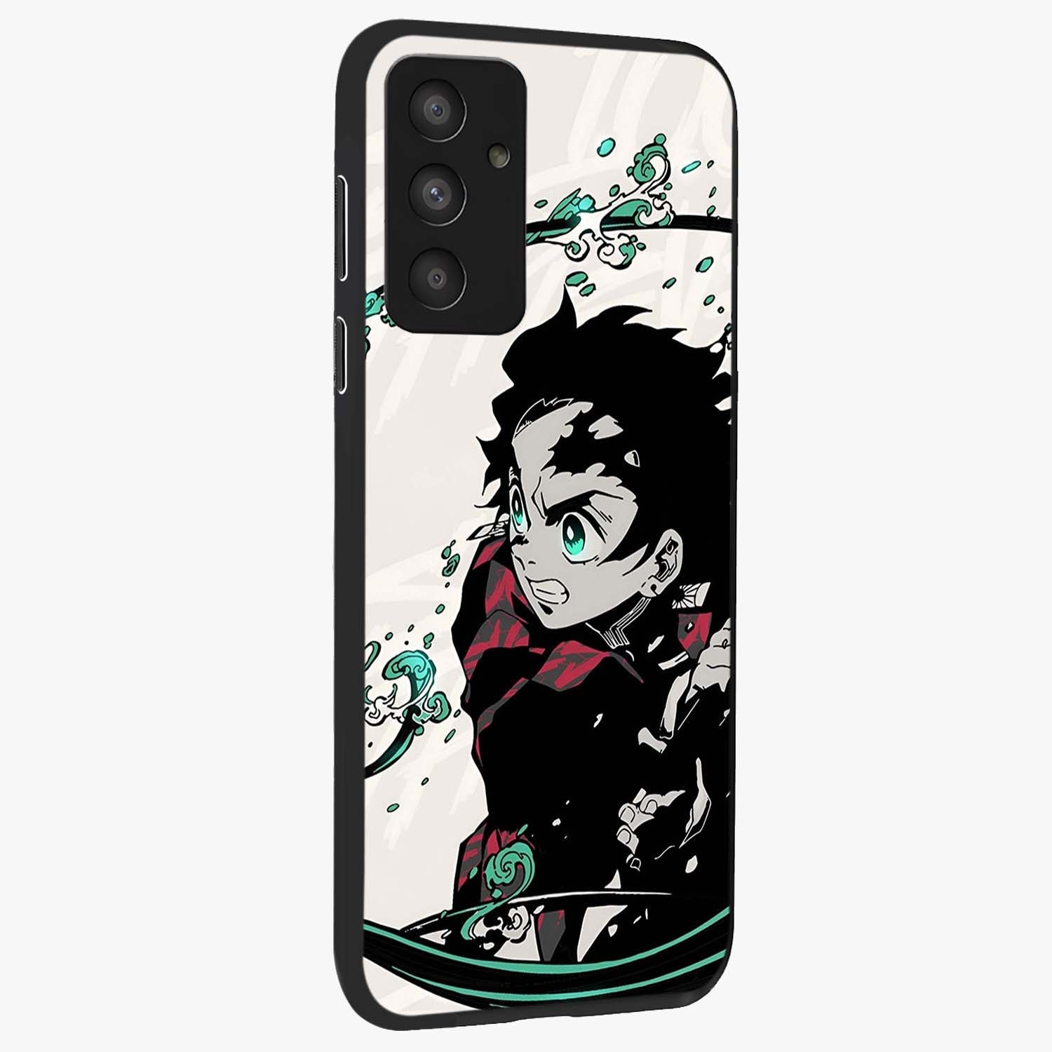 Demon Slayer Glass Case upright view showcasing powerful anime artwork with intense warrior theme.