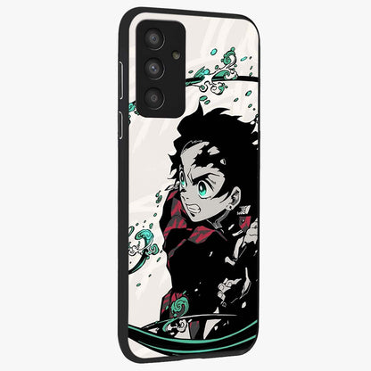 Demon Slayer Glass Case upright view showcasing powerful anime artwork with intense warrior theme.