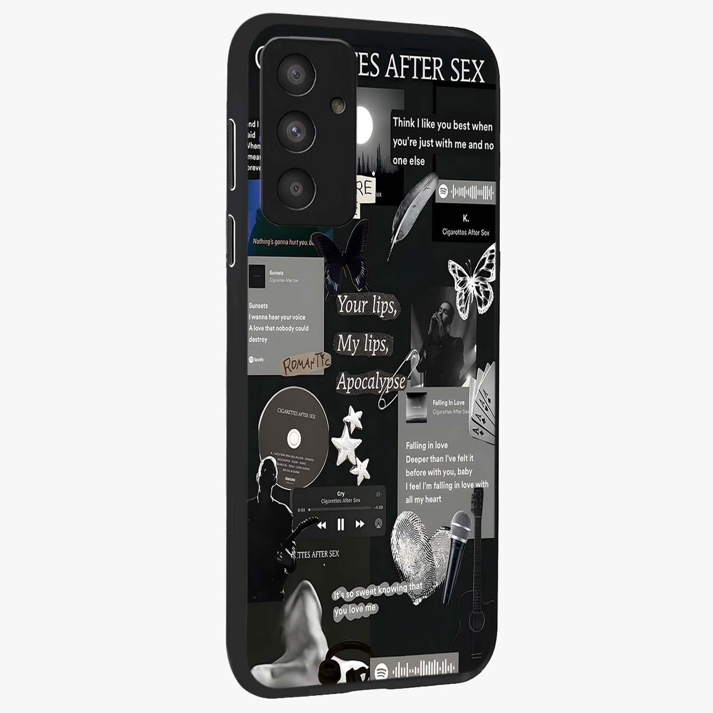 Midnight Love Echo Glass Case upright view showcasing expressive romantic artwork with dreamy midnight theme.