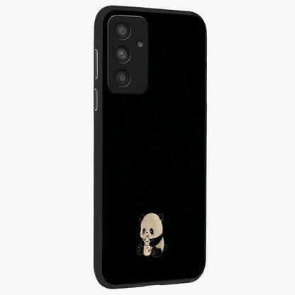 Midnight Panda Love Glass Case upright view showcasing charming panda artwork with playful romantic theme.