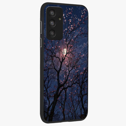 Twilight Sakura Serenade Glass Case upright view showcasing beautiful cherry blossom artwork with serene evening theme.