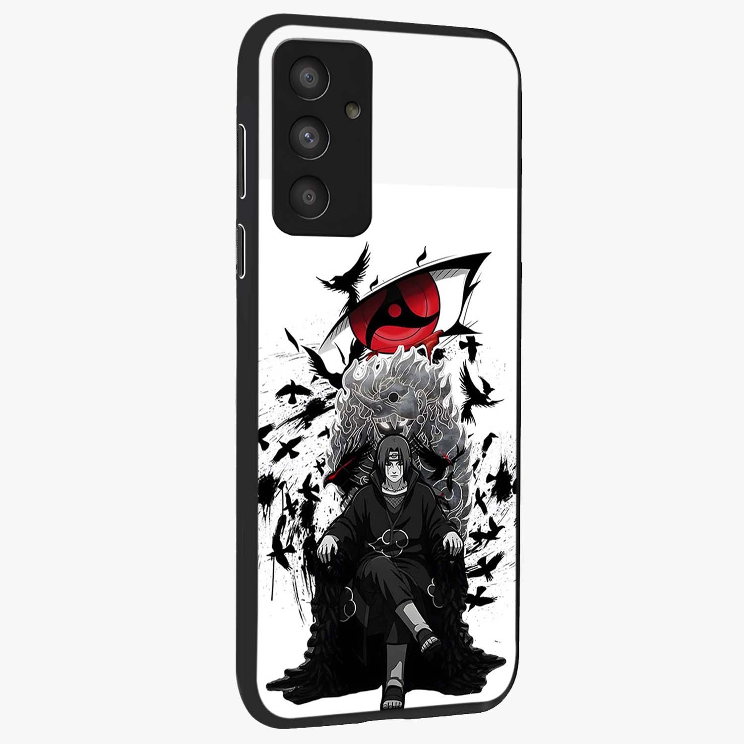 Uchiha Shadow Throne Glass Case upright view showcasing magical underwater galaxy artwork with vibrant cosmic theme.
