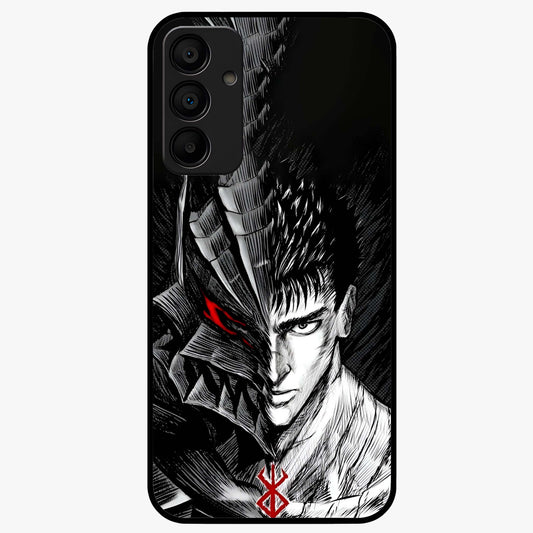 Berserker Blood Oath Glass Case showing flat back view with fierce warrior inspired artwork and glossy glass finish.