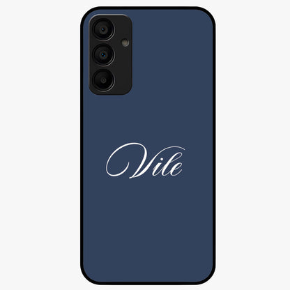 Blue Background Personalized Custom Name Glass Case showing flat back view with minimal blue background and custom name design.