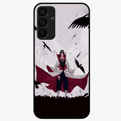 Crimson Crow Ascension Glass Case showing flat back view with mystical crow artwork and glossy glass finish.