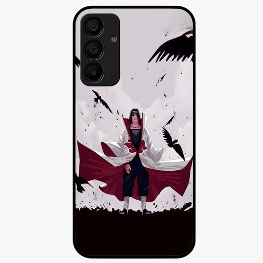 Crimson Crow Ascension Glass Case showing flat back view with mystical crow artwork and glossy glass finish.