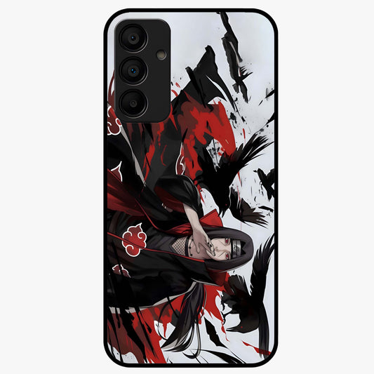 Crimson Crow Illusion Glass Case showing flat back view with artistic crow illusion artwork and glossy glass finish.