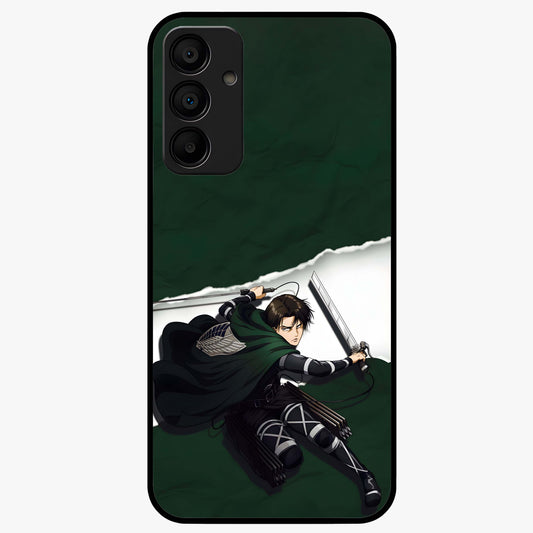 Emerald War Vanguard Glass Case showing flat back view with powerful warrior themed artwork and glossy glass finish.