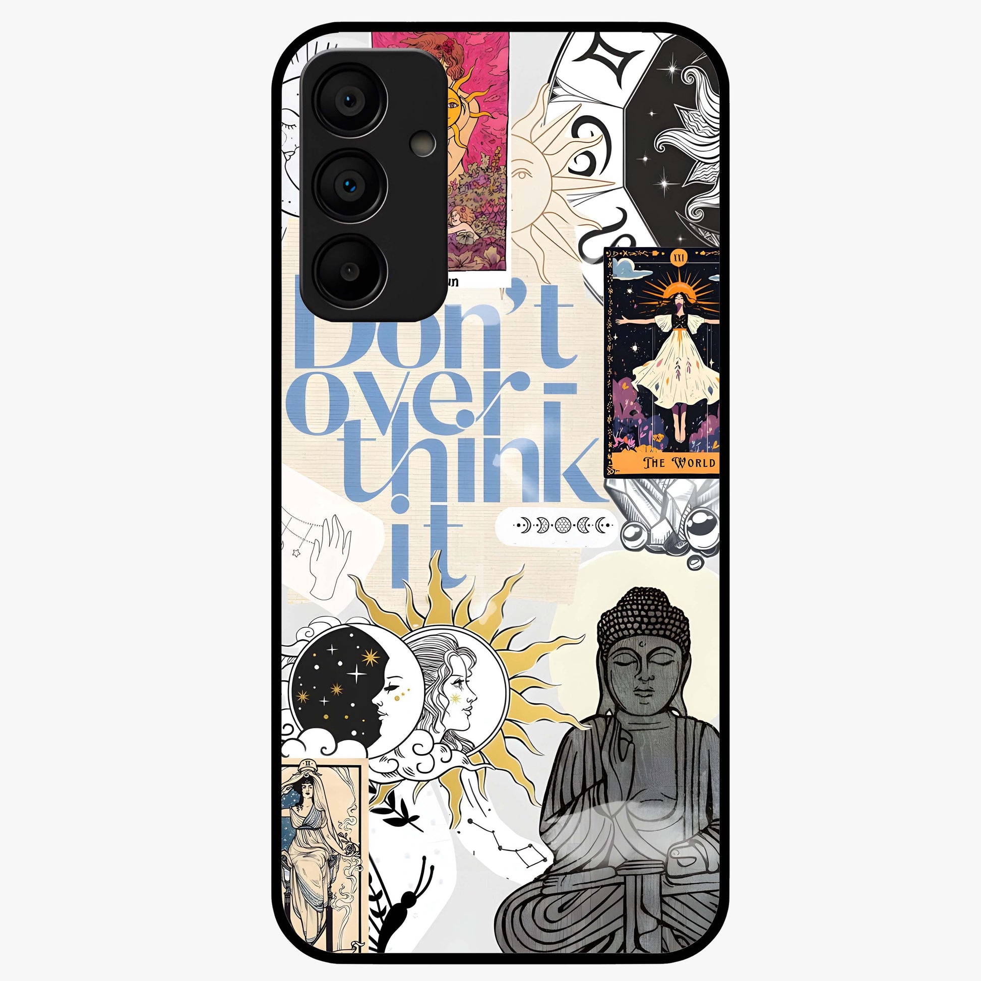 Ethereal Thoughts Glass Case showing flat back view with dreamy artistic artwork and glossy glass finish.