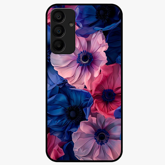 Flower Paper Art Pattern Glass Case showing flat back view with paper cut style floral artwork and glossy glass finish.