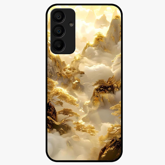 Gates Of Illumination Glass Case showing flat back view with mystical illuminated gate artwork and glossy glass finish.