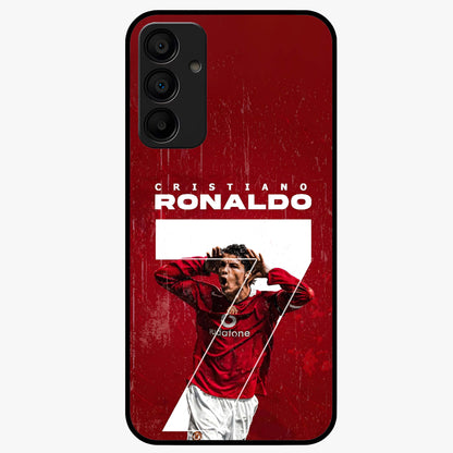 Goal Celebration Legacy Glass Case showing flat back view with football celebration inspired artwork and glossy glass finish.