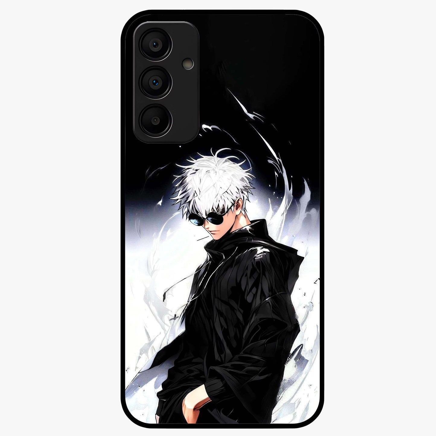 Limitless Shadow King Glass Case showing flat back view with powerful shadow warrior artwork and glossy glass finish.