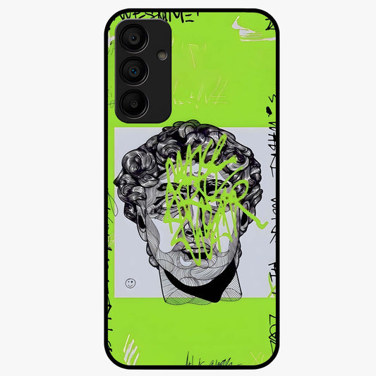Neo Graffiti Rebellion Glass Case showing flat back view with vibrant graffiti artwork and glossy glass finish.
